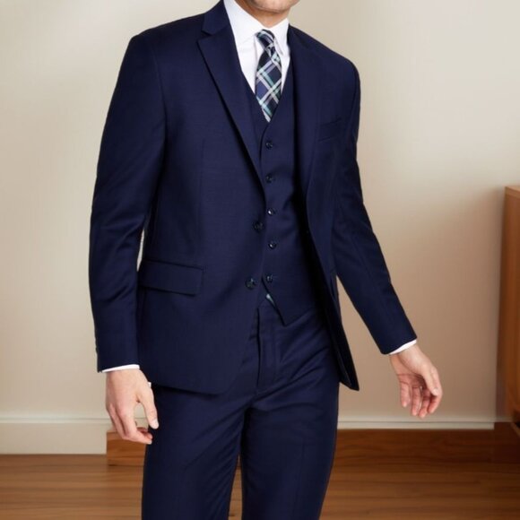 Michael Kors Mens Classic Wool Blend Stretch Solid Suit Jacket Navy Size 46S NWT - Picture 1 of 3